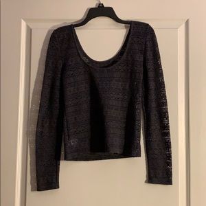 Gray See-Through Knit Top